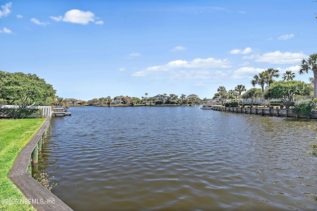 water view with a boat dock