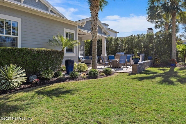 view of yard featuring a patio and fence