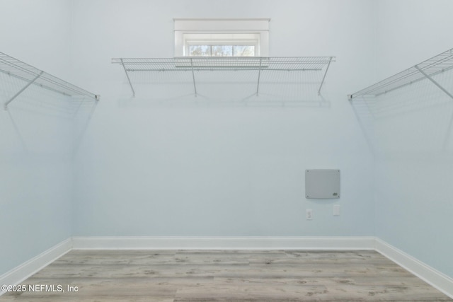 walk in closet featuring light wood-style flooring