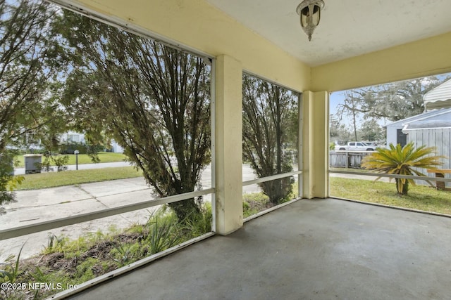 view of unfurnished sunroom