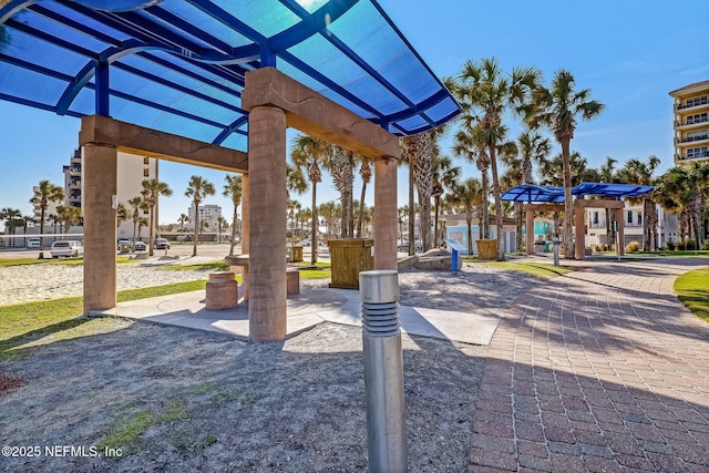 exterior space with a pergola