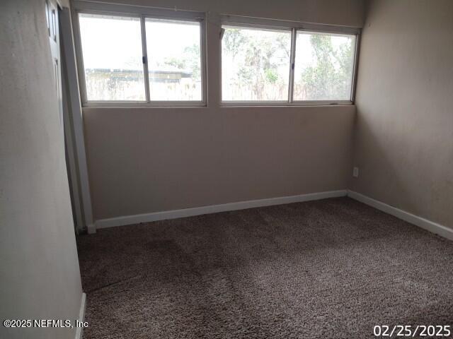 empty room featuring plenty of natural light, baseboards, and carpet floors