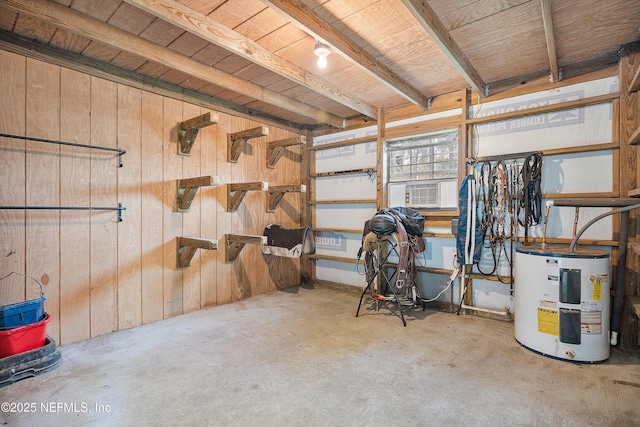 interior space with cooling unit and electric water heater