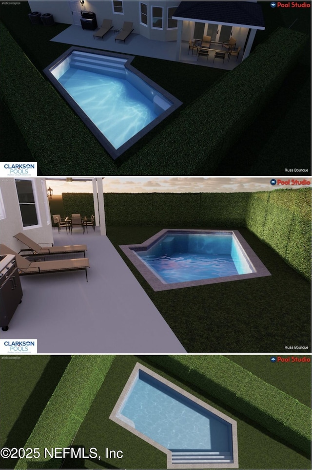 view of swimming pool featuring a patio area and a jacuzzi
