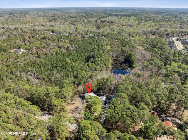 bird's eye view with a view of trees