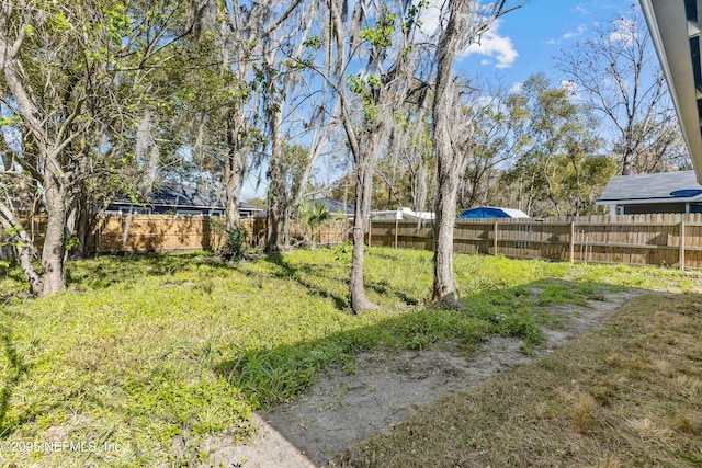 view of yard featuring a fenced backyard