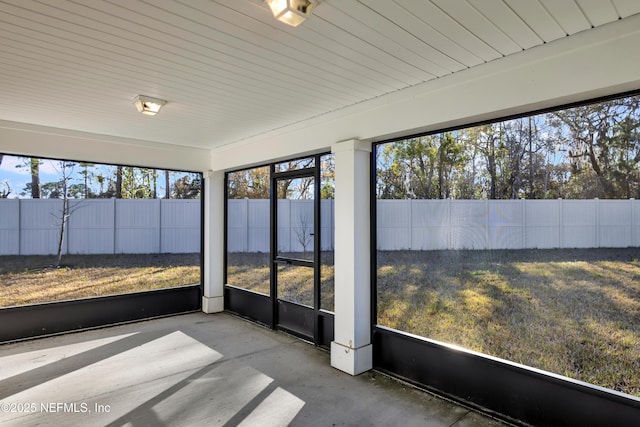 view of unfurnished sunroom