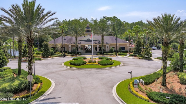 exterior space with curved driveway