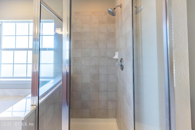 full bathroom featuring a stall shower