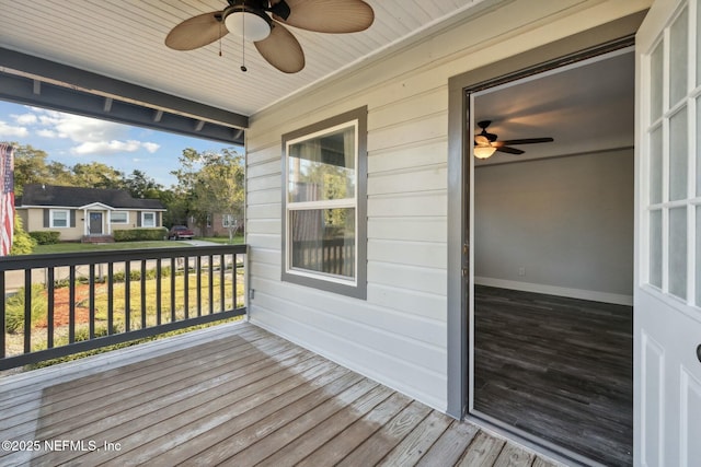 deck featuring ceiling fan