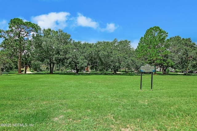 view of community featuring a lawn