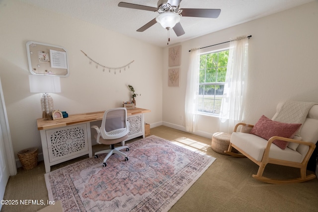 home office featuring ceiling fan