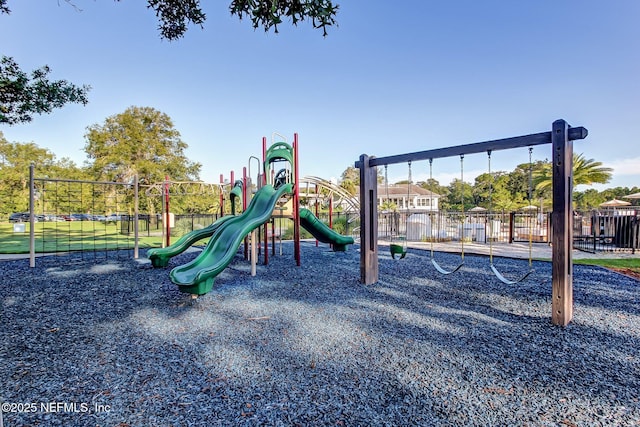 communal playground with fence