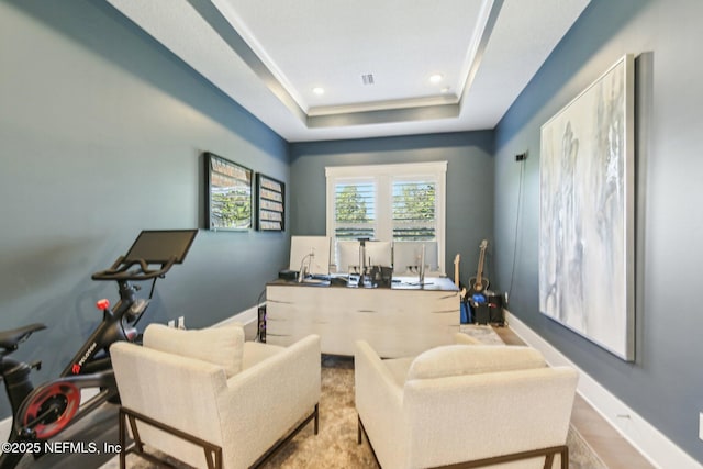 83 Village Grande Dr, Ponte Vedra, FL 32081 - office area featuring a raised ceiling, recessed lighting, baseboards, and visible vents