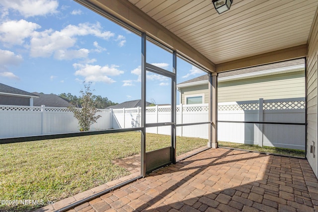 view of unfurnished sunroom