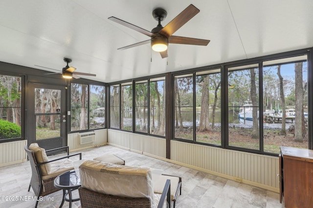 5400 La Moya Ave Unit 16, Jacksonville, FL 32210 - sunroom featuring a wealth of natural light, cooling unit, and a ceiling fan
