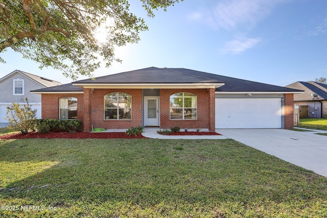 2721 Ridge Haven Dr, Green Cove Springs, FL 32043 - single story home featuring a front yard, a garage, brick siding, and concrete driveway