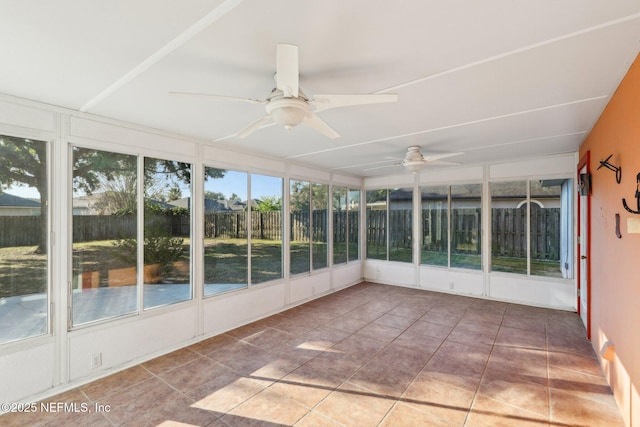 2721 Ridge Haven Dr, Green Cove Springs, FL 32043 - unfurnished sunroom with tile patterned flooring and a ceiling fan