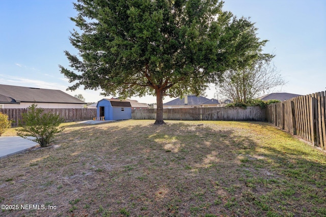 2721 Ridge Haven Dr, Green Cove Springs, FL 32043 - view of yard featuring a storage unit, a fenced backyard, and an outdoor structure