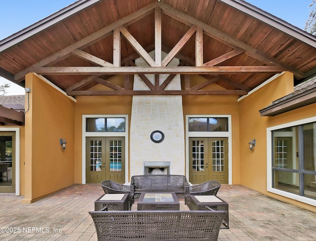 view of patio / terrace with french doors and outdoor lounge area