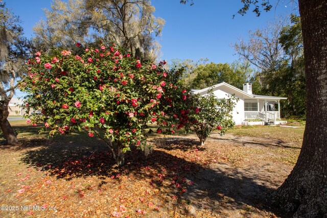 view of yard with covered porch