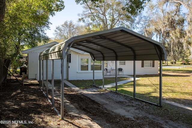 view of parking / parking lot with a carport