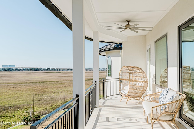 balcony with ceiling fan
