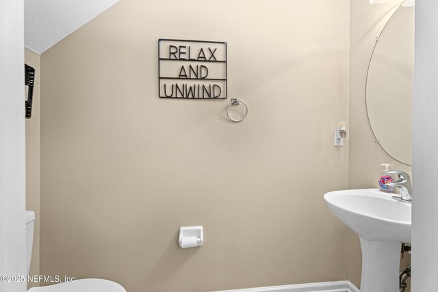 7540 Scarlet Ibis Ln, Jacksonville, FL 32256 - half bathroom with lofted ceiling and toilet