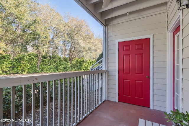 doorway to property with a balcony