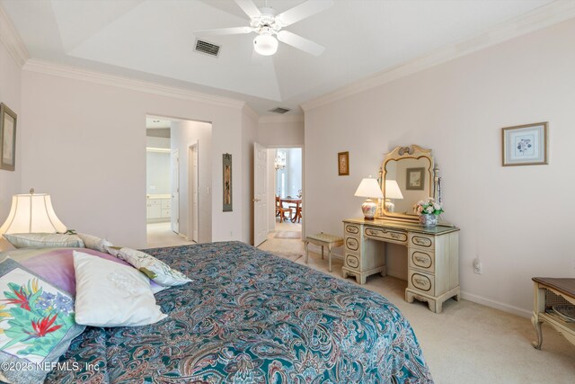 523 Lakeway Dr, Saint Augustine, FL 32080 - bedroom featuring a tray ceiling, visible vents, and ornamental molding