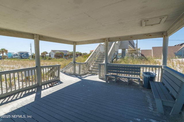 wooden terrace with stairs