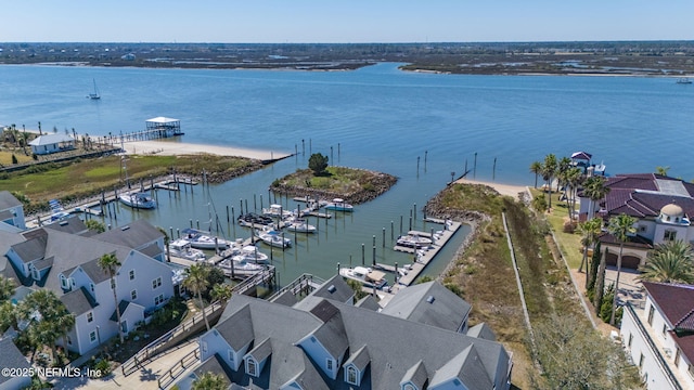 bird's eye view featuring a water view