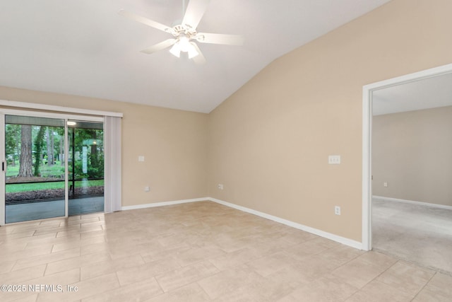 96231 Abaco Island Dr, Fernandina Beach, FL 32034 - empty room with lofted ceiling and a ceiling fan