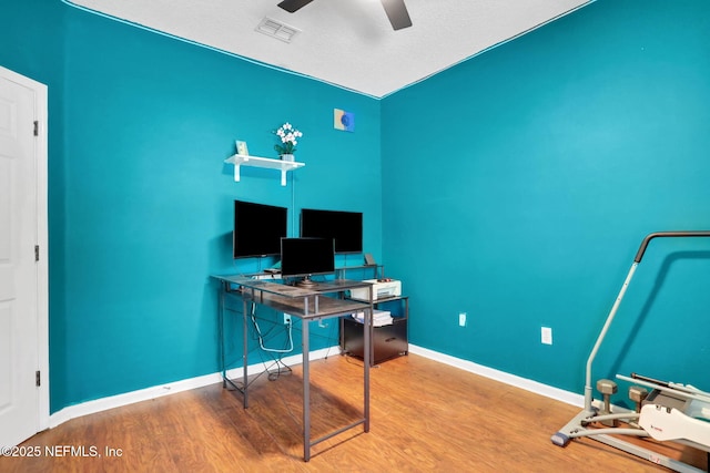 1601 Majestic View Ln, Fleming Island, FL 32003 - home office featuring ceiling fan and wood finished floors