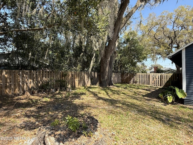 view of yard with a fenced backyard