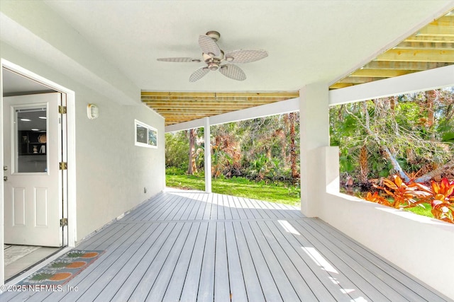 deck featuring ceiling fan