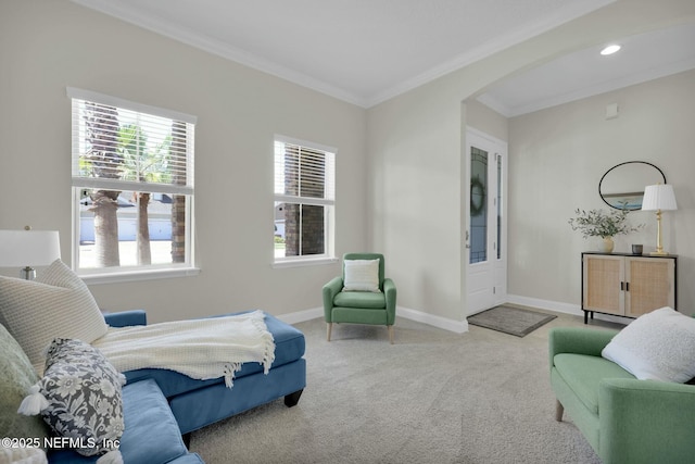 163 Medio Dr, Saint Augustine, FL 32095 - bedroom with baseboards, arched walkways, and carpet