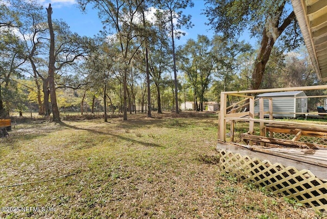 view of yard with an outdoor structure