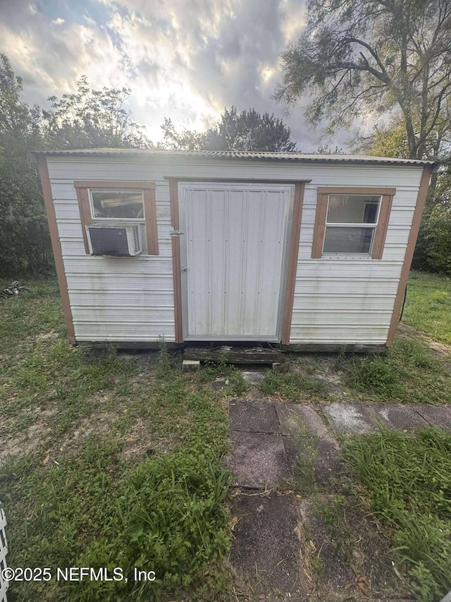 view of shed with cooling unit