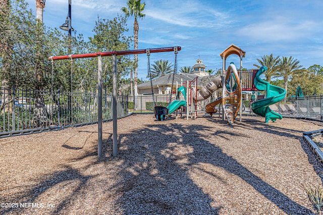 community play area with fence