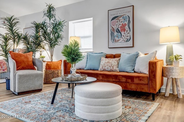 living area featuring wood finished floors