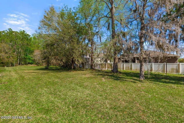 view of yard featuring fence