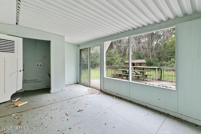 view of unfurnished sunroom