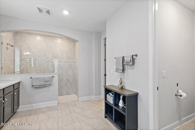 116 Clarendon Rd, Saint Johns, FL 32259 - full bath with vanity, baseboards, visible vents, and walk in shower