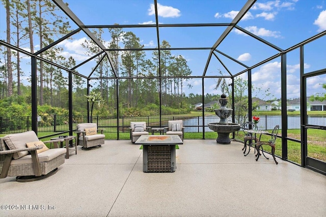 116 Clarendon Rd, Saint Johns, FL 32259 - view of patio with a lanai, a water view, and fence