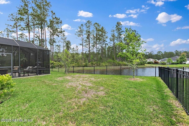 116 Clarendon Rd, Saint Johns, FL 32259 - view of yard with a fenced backyard, a water view, and glass enclosure