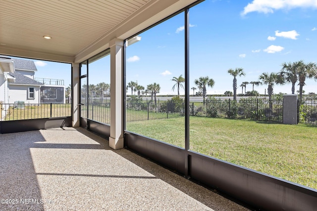 view of unfurnished sunroom