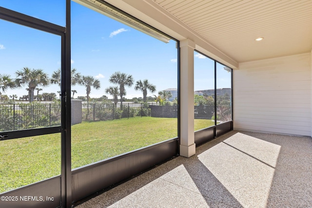 view of unfurnished sunroom