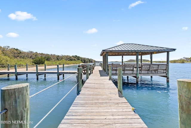 dock area featuring a water view