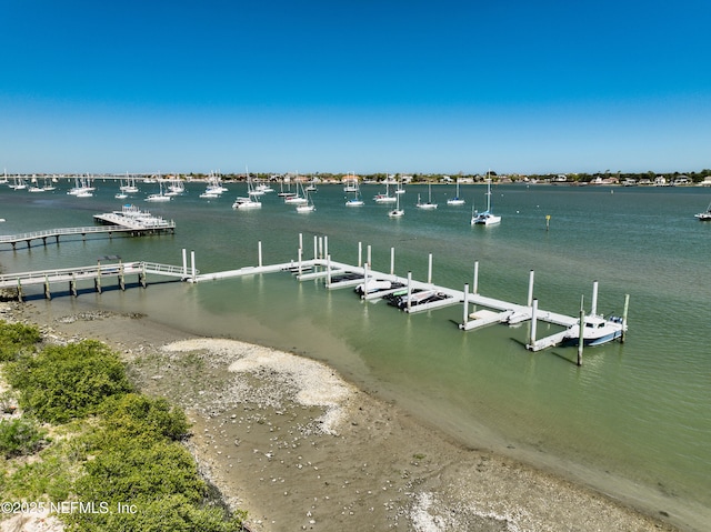 view of dock featuring a water view